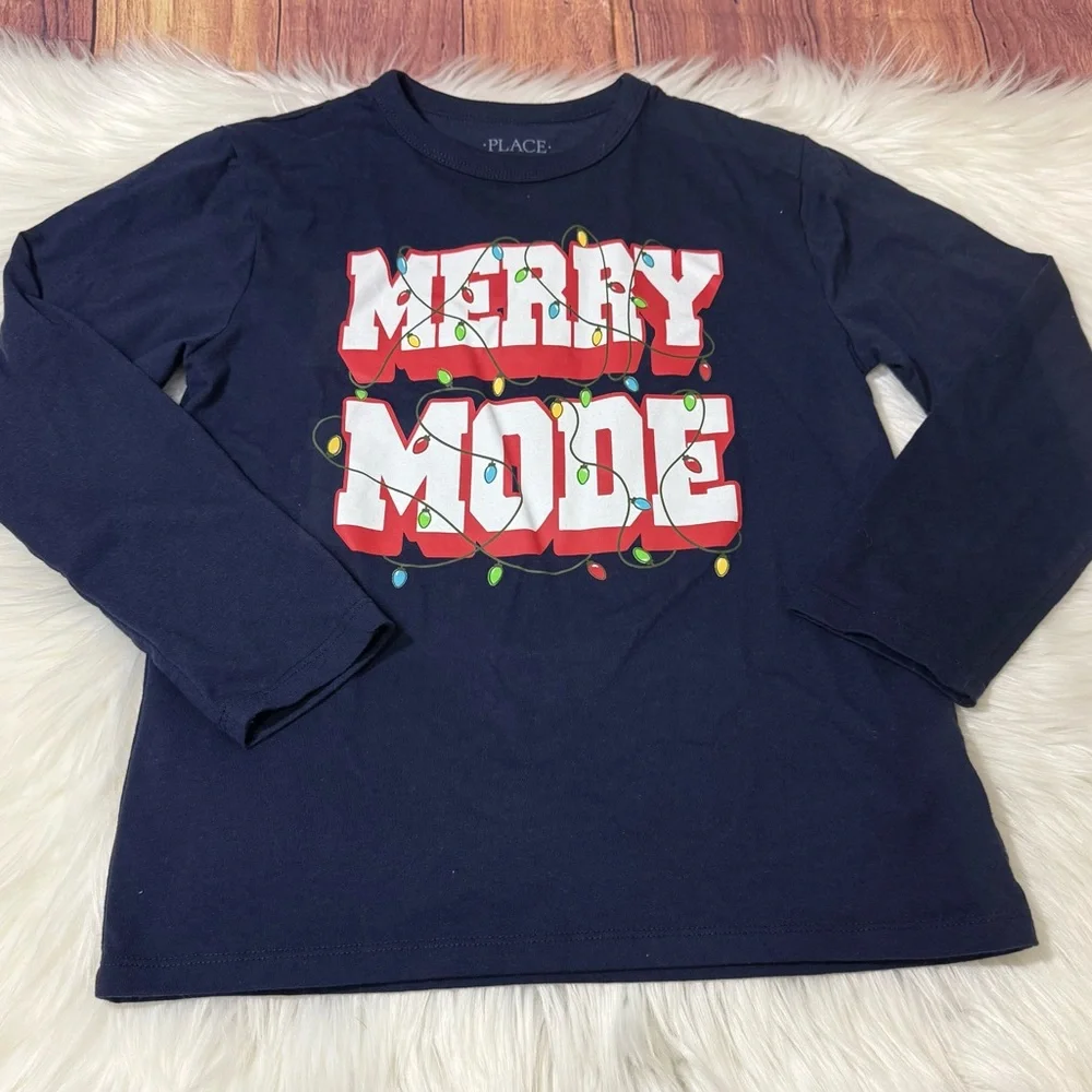 The Children’s Place Holiday Graphic Long Sleeve Shirt - Youth Size M (7/8)
